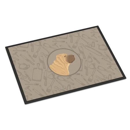 Carolines Treasures 24 x 36 in. Shar Pei in the Kitchen Indoor or Outdoor Mat CK2209JMAT
